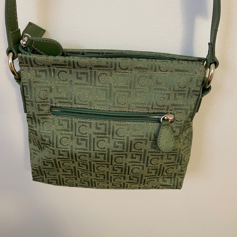 Olive Green/Gold Liz Claiborne Crossbody Bag with Adjustable Strap